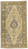 6x11 Ivory and Brown Turkish Tribal Rug