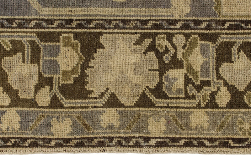 6x11 Ivory and Brown Turkish Tribal Rug