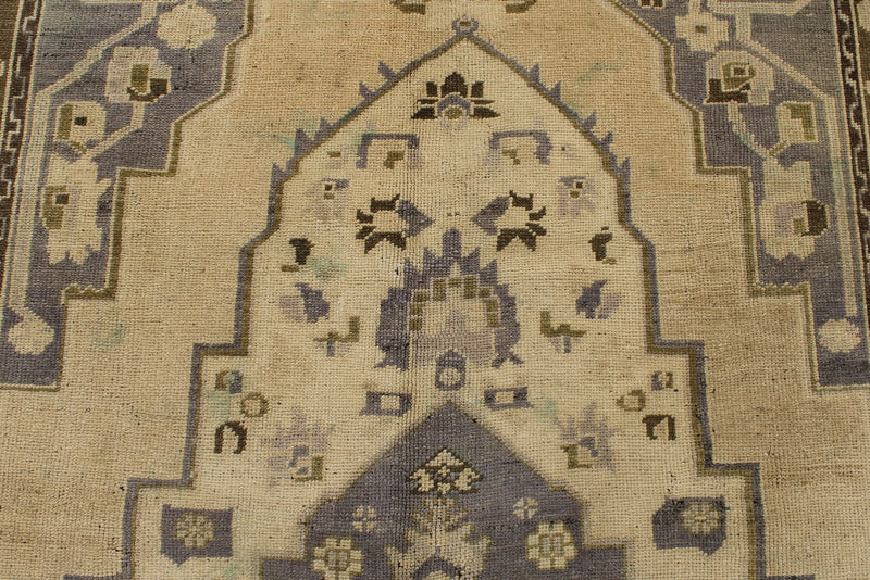 6x11 Ivory and Brown Turkish Tribal Rug