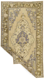 6x11 Ivory and Brown Turkish Tribal Rug