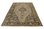 6x11 Ivory and Brown Turkish Tribal Rug