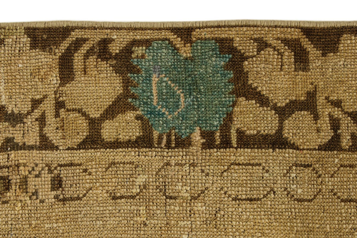 7x13 Ivory and Brown Turkish Tribal Rug