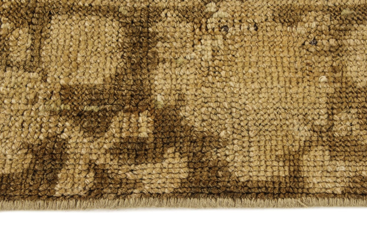 7x13 Ivory and Brown Turkish Tribal Rug