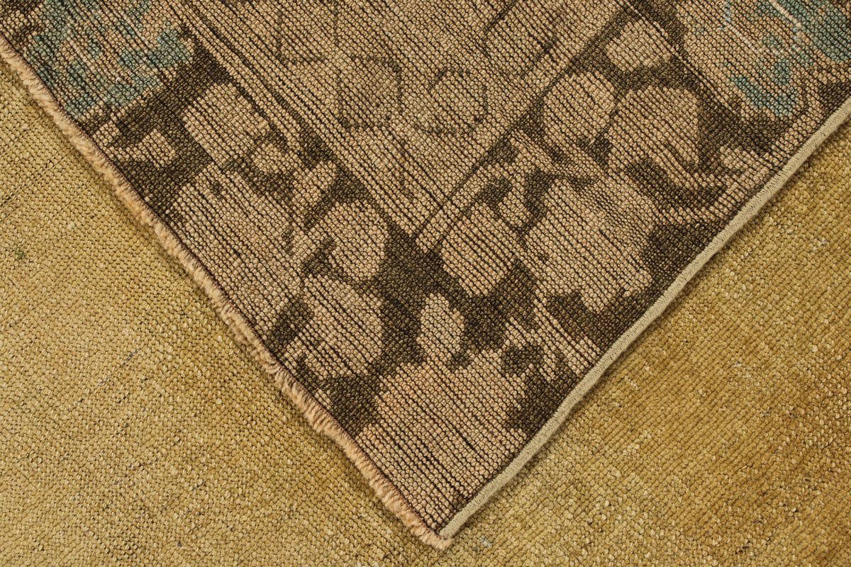 7x13 Ivory and Brown Turkish Tribal Rug