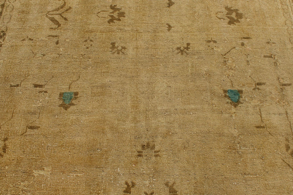 7x13 Ivory and Brown Turkish Tribal Rug