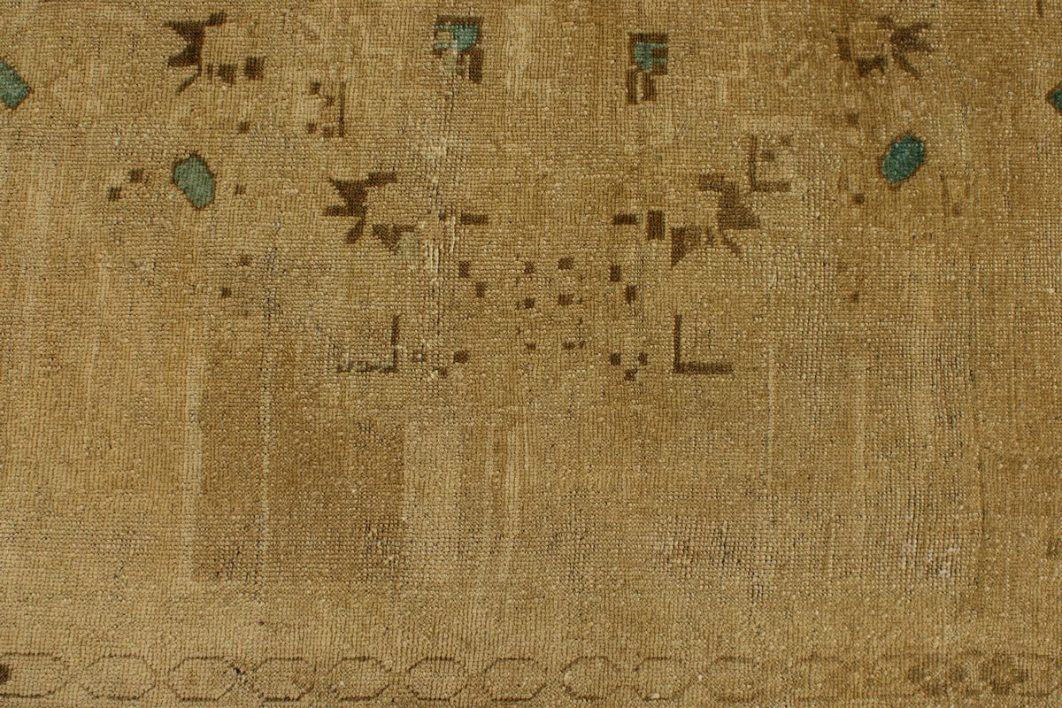 7x13 Ivory and Brown Turkish Tribal Rug