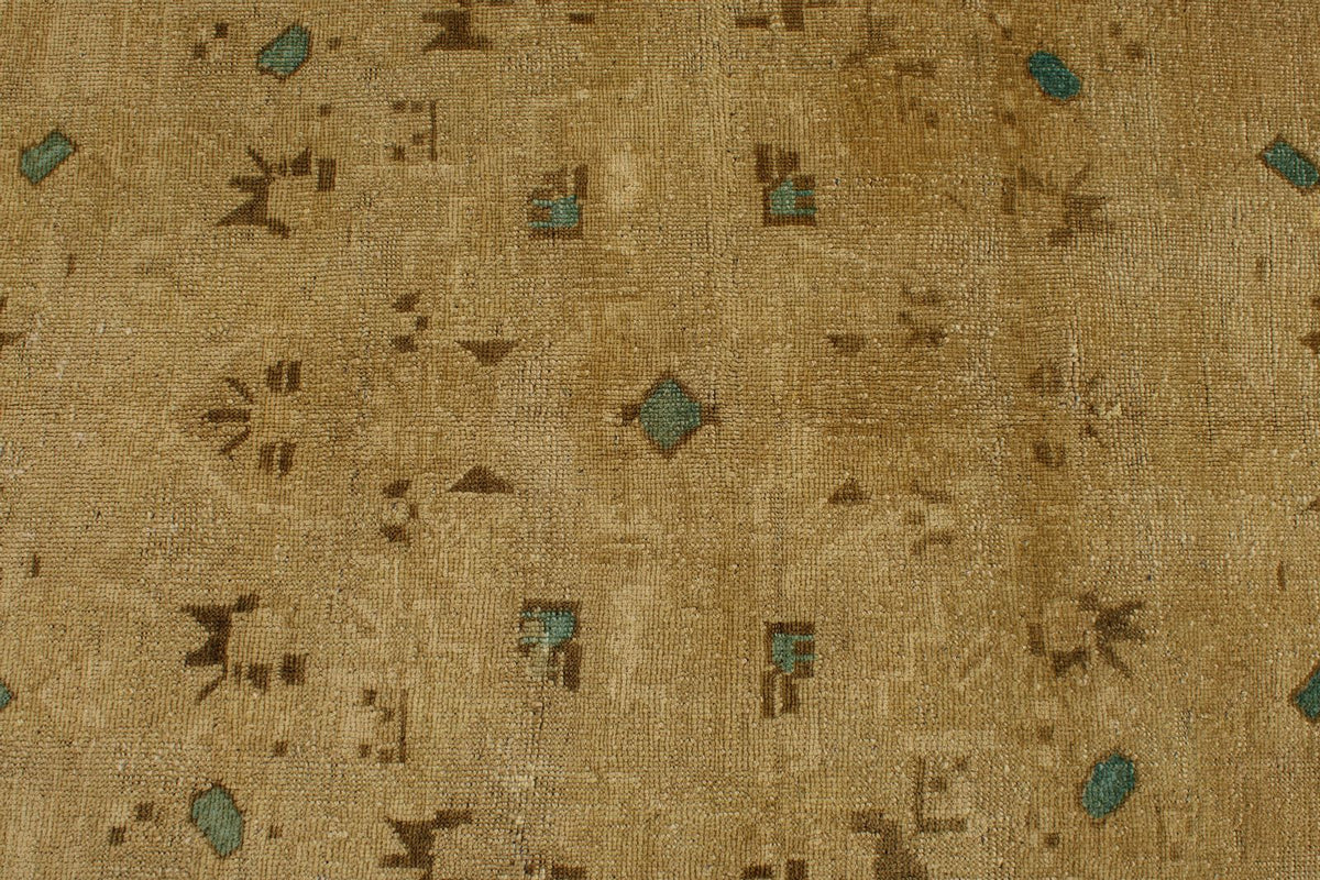 7x13 Ivory and Brown Turkish Tribal Rug