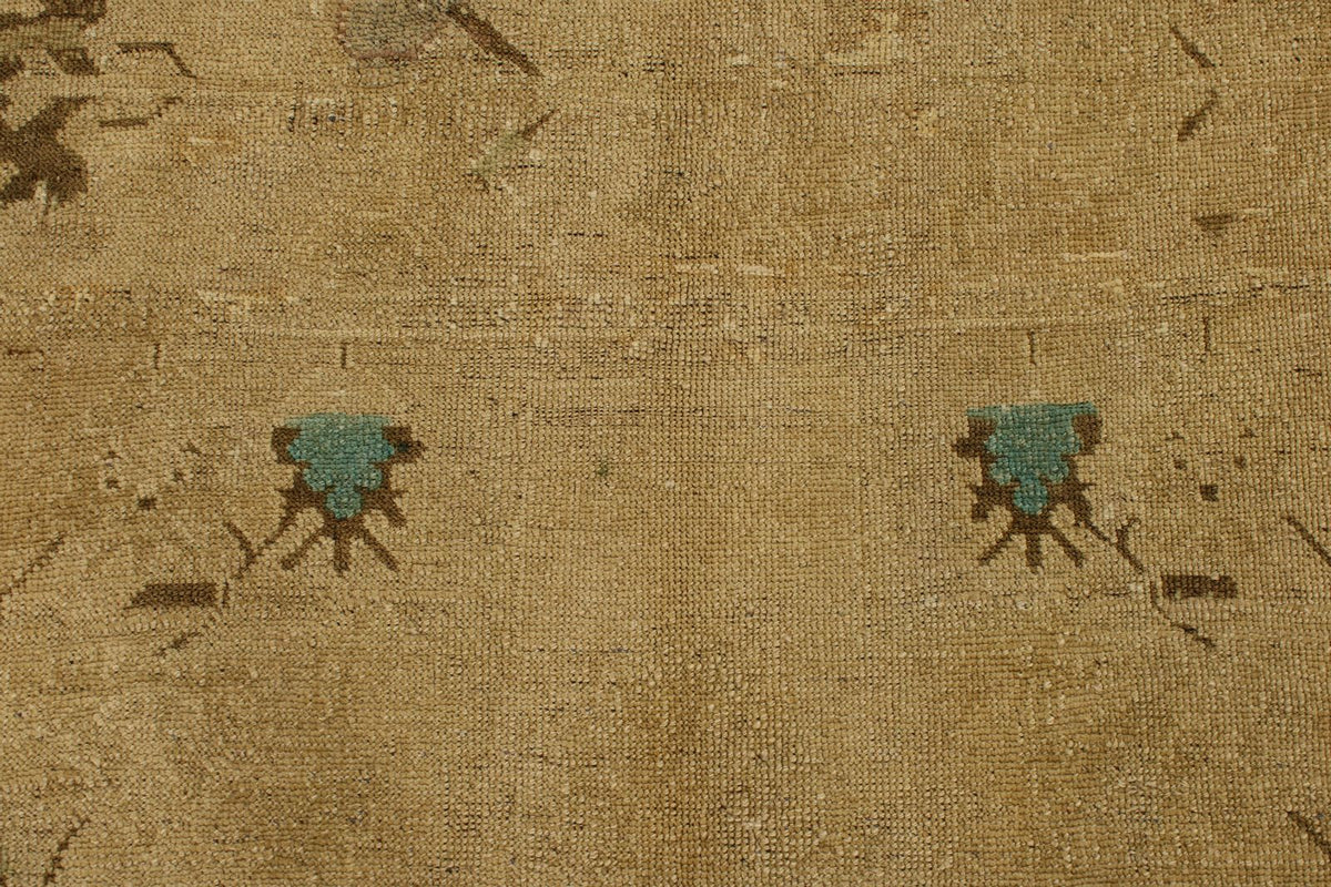 7x13 Ivory and Brown Turkish Tribal Rug