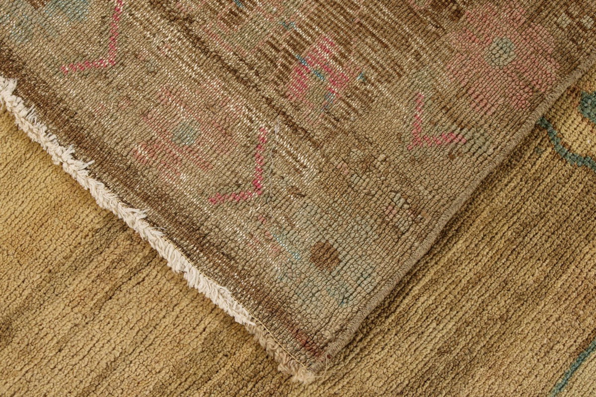 7x11 Ivory and Brown Turkish Tribal Rug
