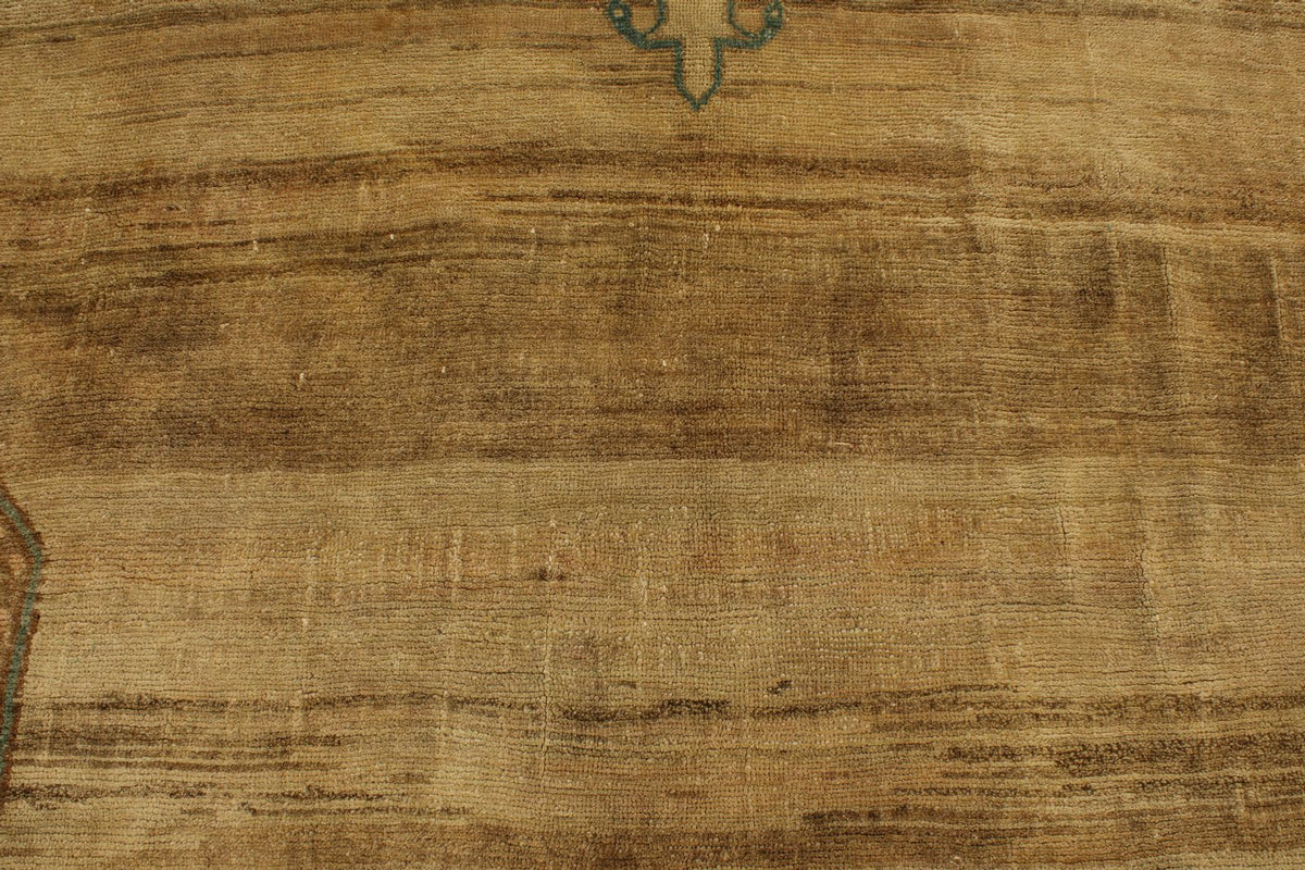 7x11 Ivory and Brown Turkish Tribal Rug
