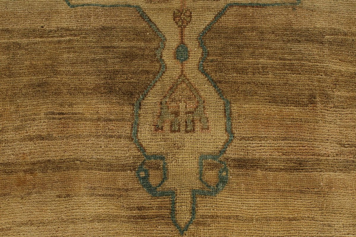 7x11 Ivory and Brown Turkish Tribal Rug