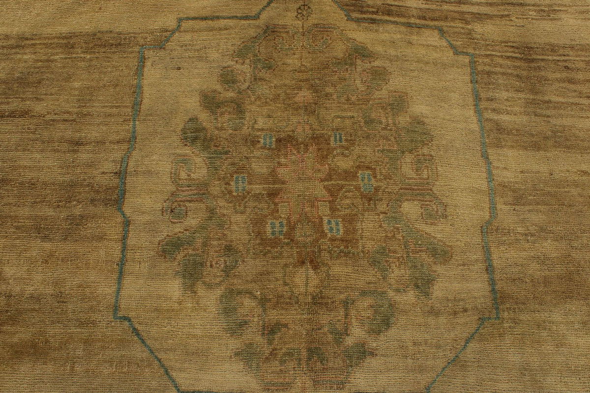 7x11 Ivory and Brown Turkish Tribal Rug