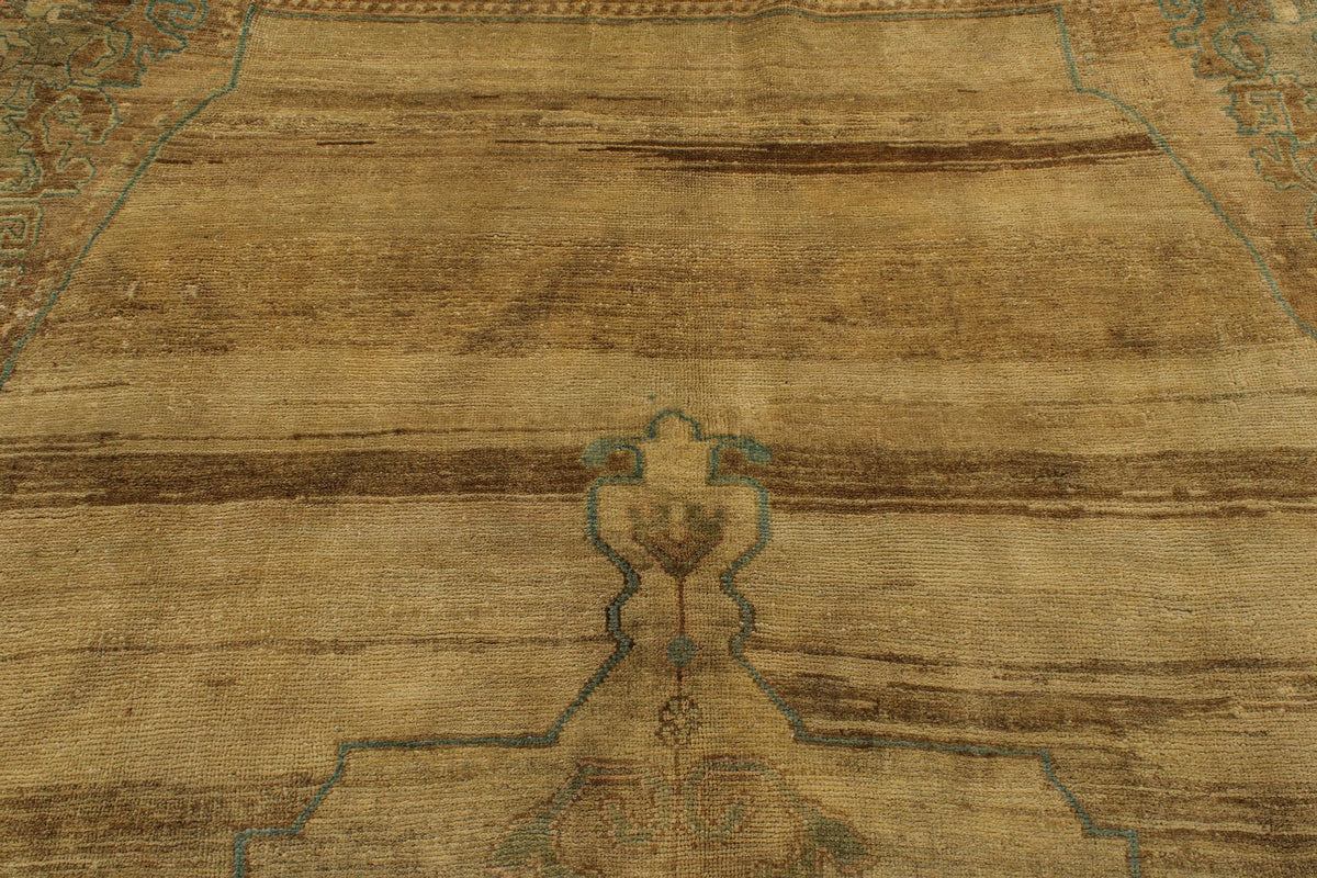 7x11 Ivory and Brown Turkish Tribal Rug