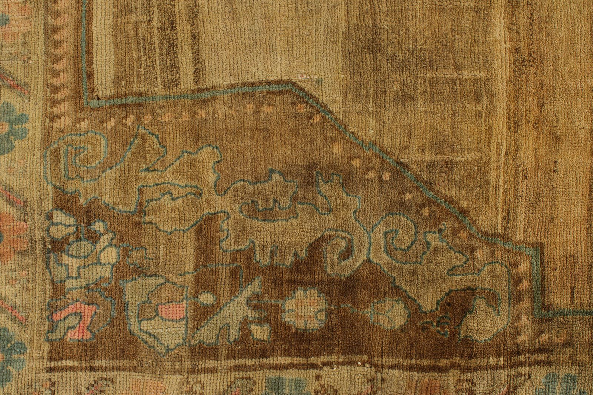 7x11 Ivory and Brown Turkish Tribal Rug
