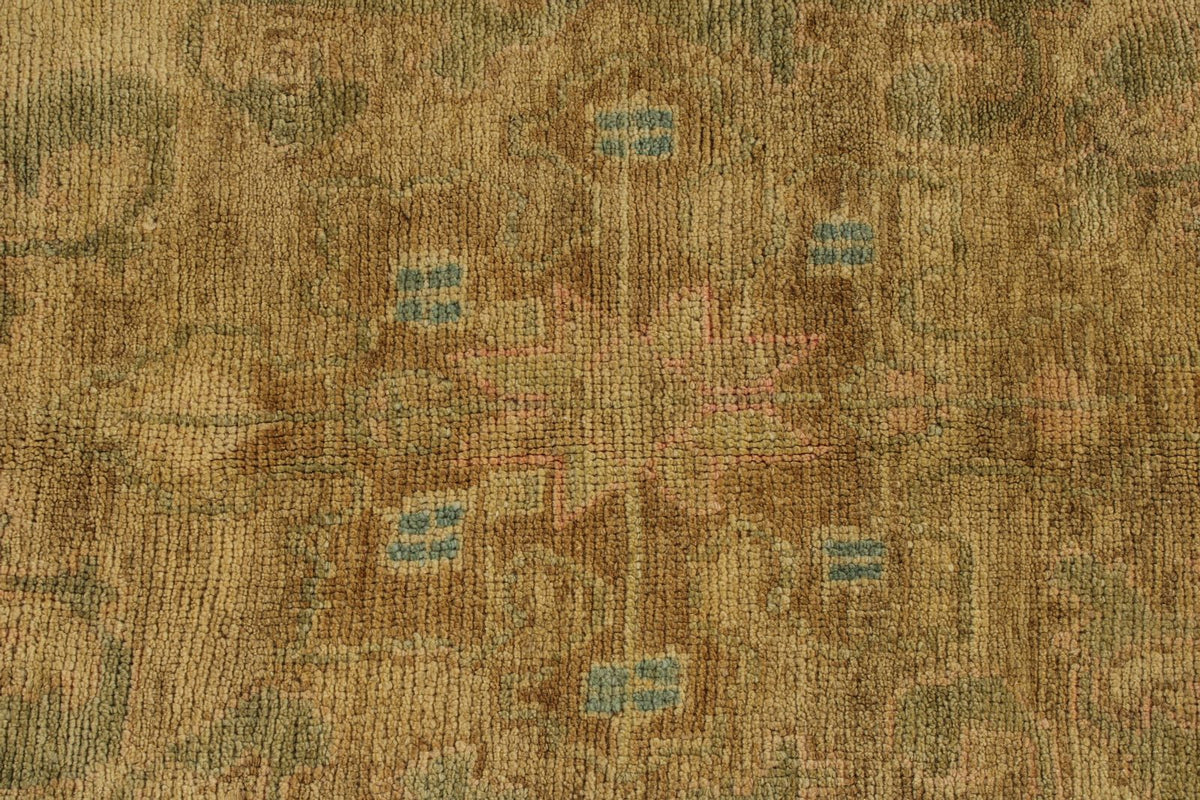 7x11 Ivory and Brown Turkish Tribal Rug