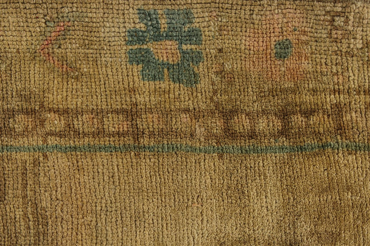 7x11 Ivory and Brown Turkish Tribal Rug