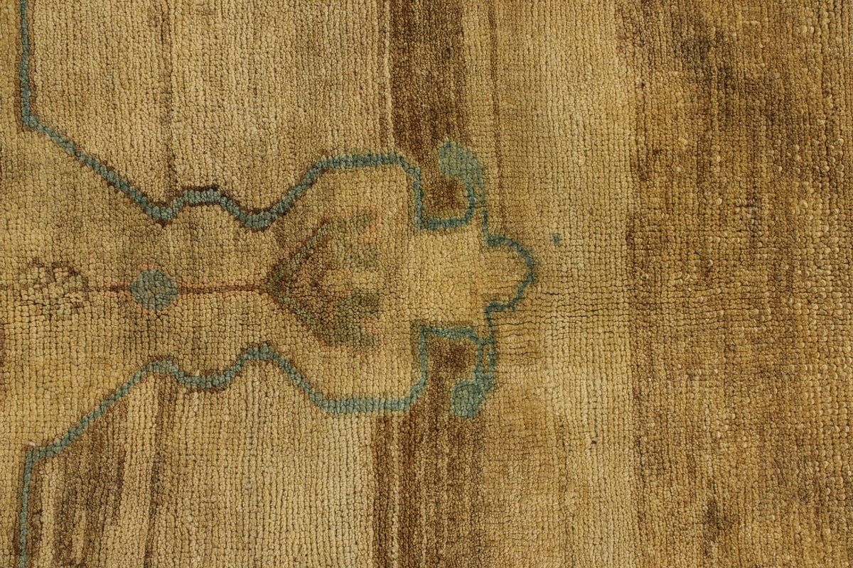 7x11 Ivory and Brown Turkish Tribal Rug