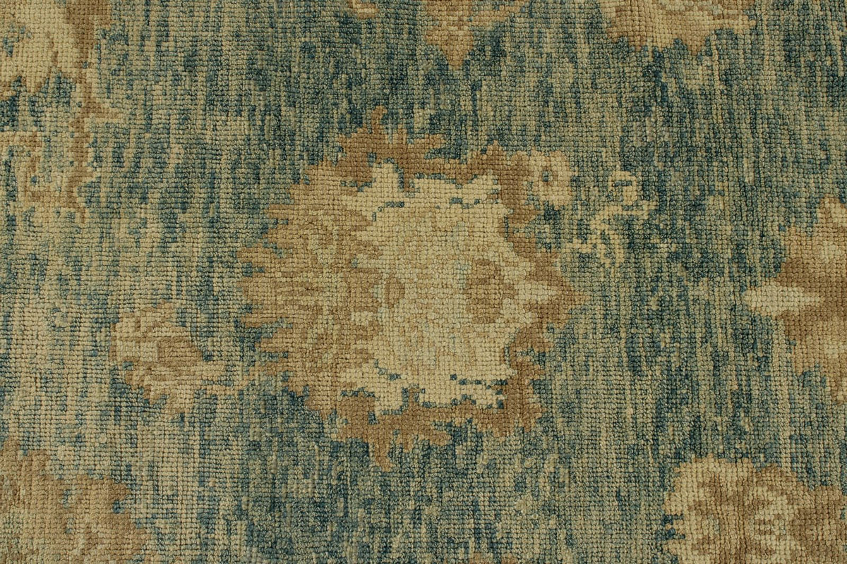 13x15 Light Blue and Ivory Turkish Oushak Rug
