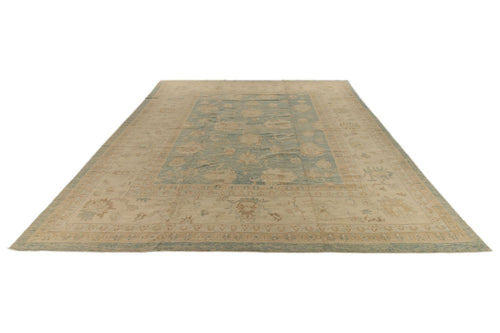 13x15 Light Blue and Ivory Turkish Oushak Rug