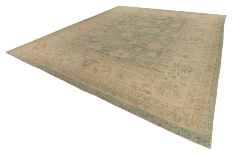 13x15 Light Blue and Ivory Turkish Oushak Rug