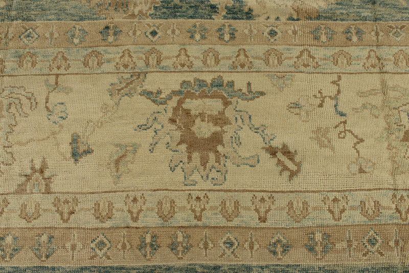 13x15 Light Blue and Ivory Turkish Oushak Rug