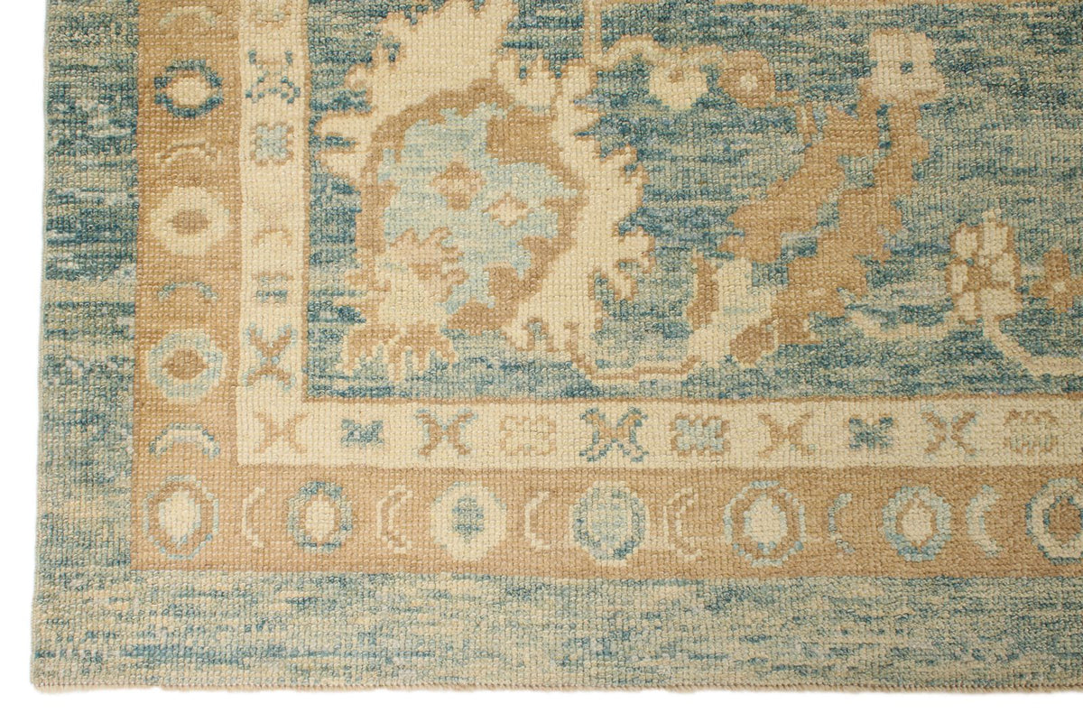 13x16 Blue and Ivory Turkish Oushak Rug