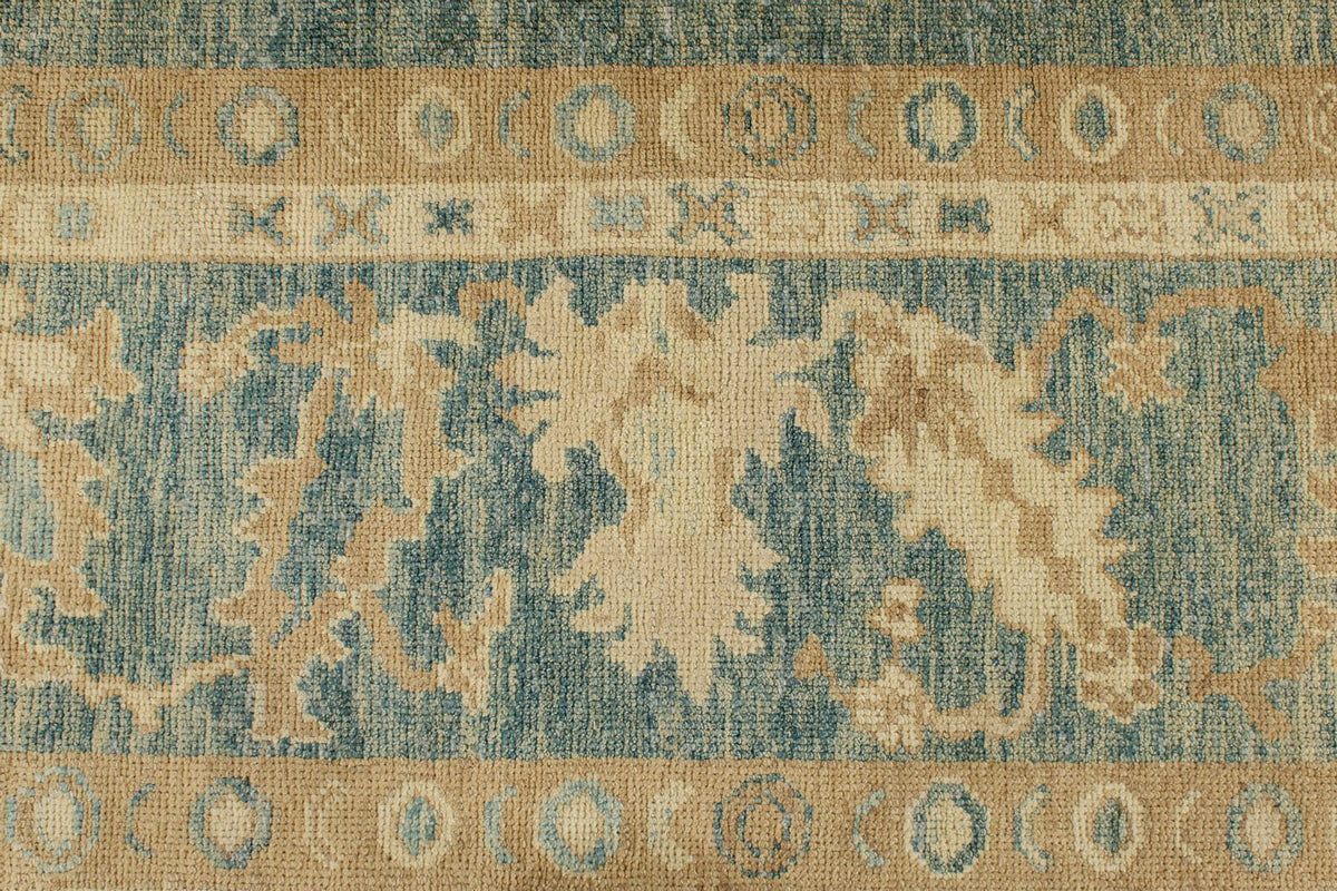 13x16 Blue and Ivory Turkish Oushak Rug
