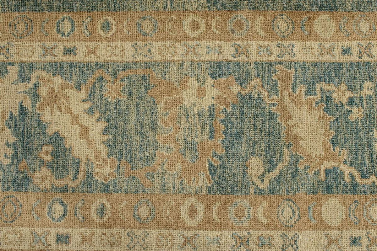 13x16 Blue and Ivory Turkish Oushak Rug