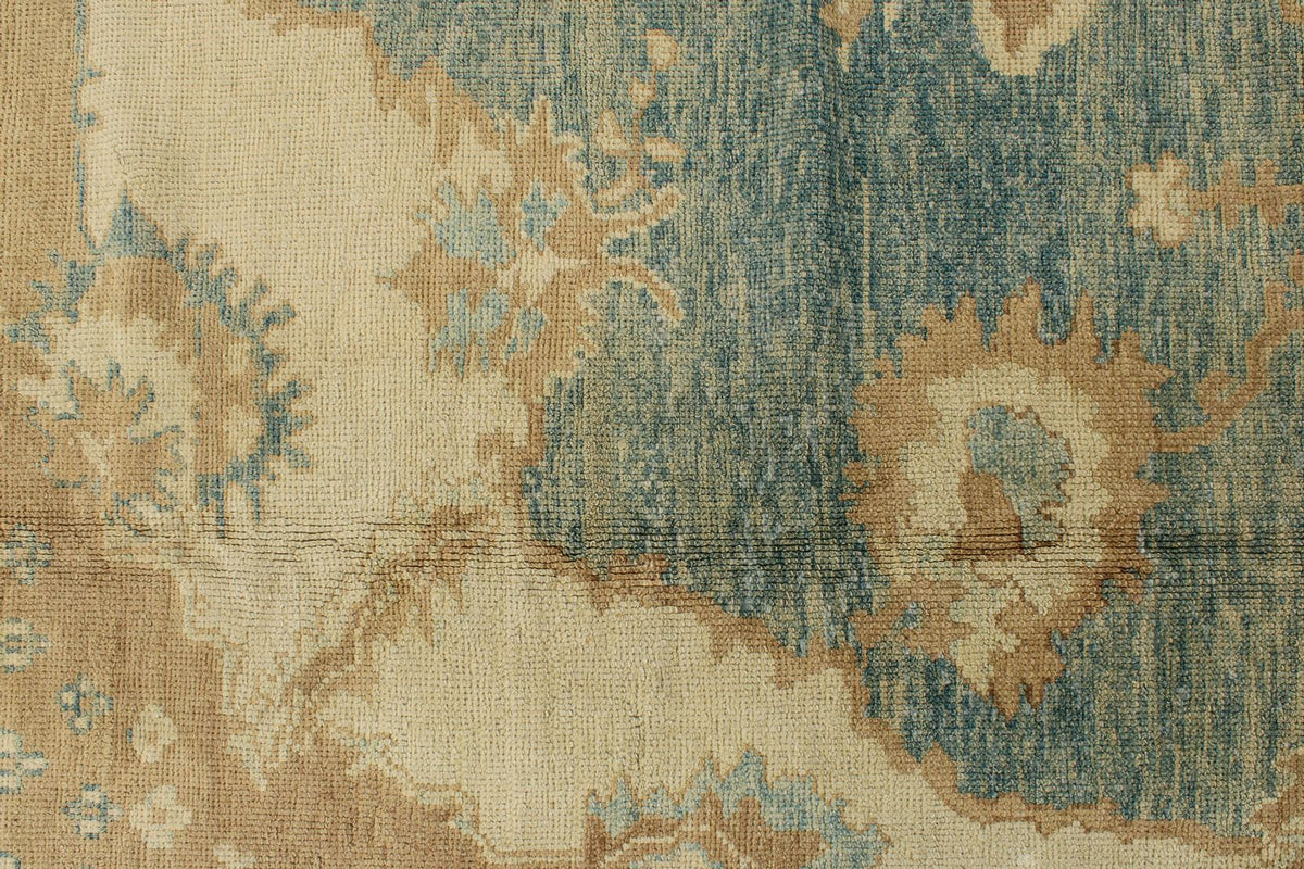 13x16 Blue and Ivory Turkish Oushak Rug