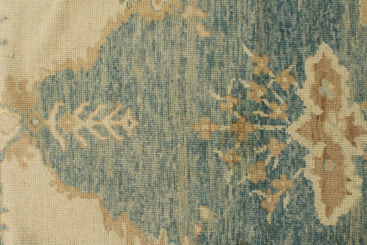 13x16 Blue and Ivory Turkish Oushak Rug