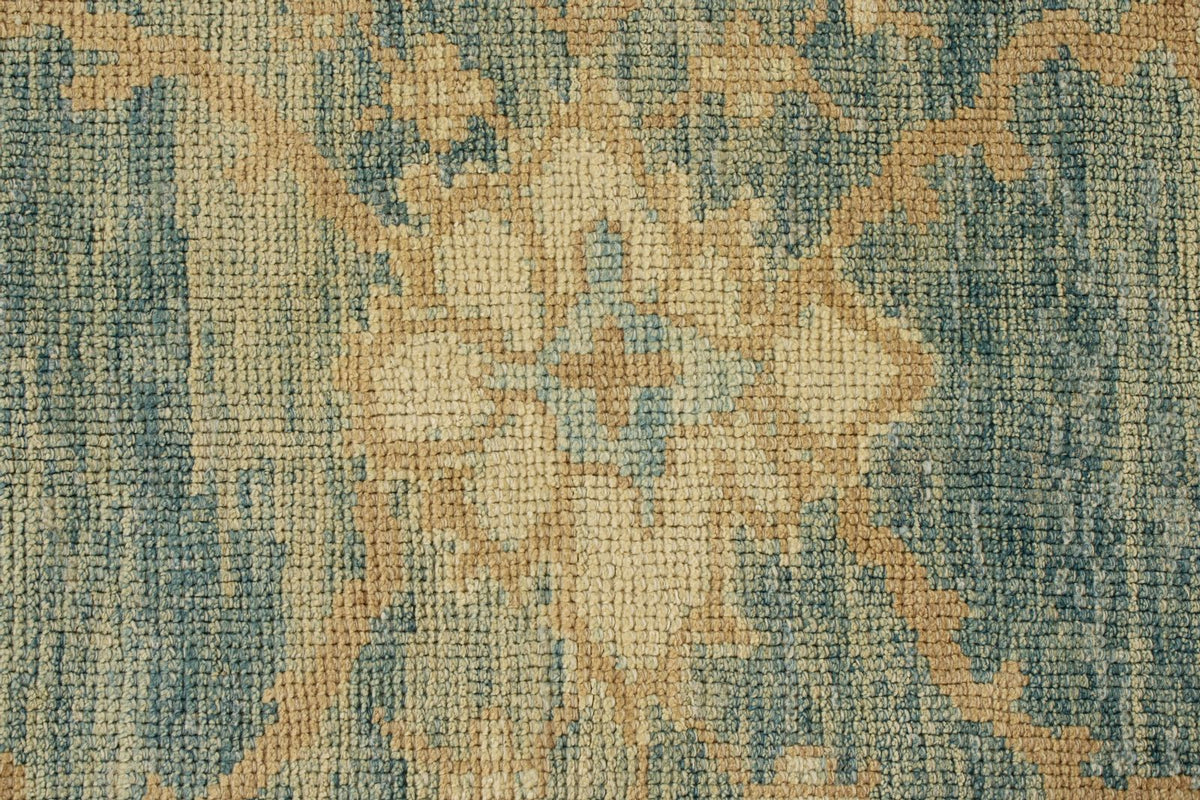 13x16 Blue and Ivory Turkish Oushak Rug