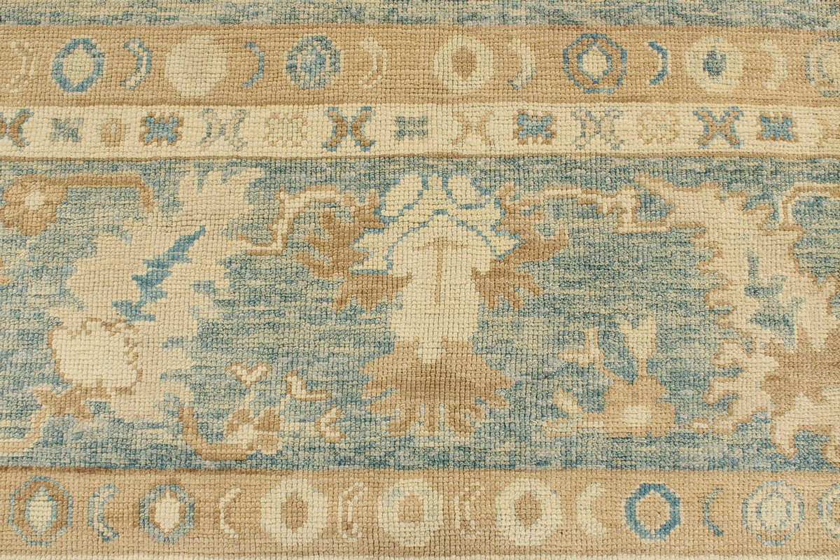 13x16 Blue and Ivory Turkish Oushak Rug