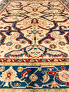 6x8 Ivory and Blue Turkish Oushak Rug