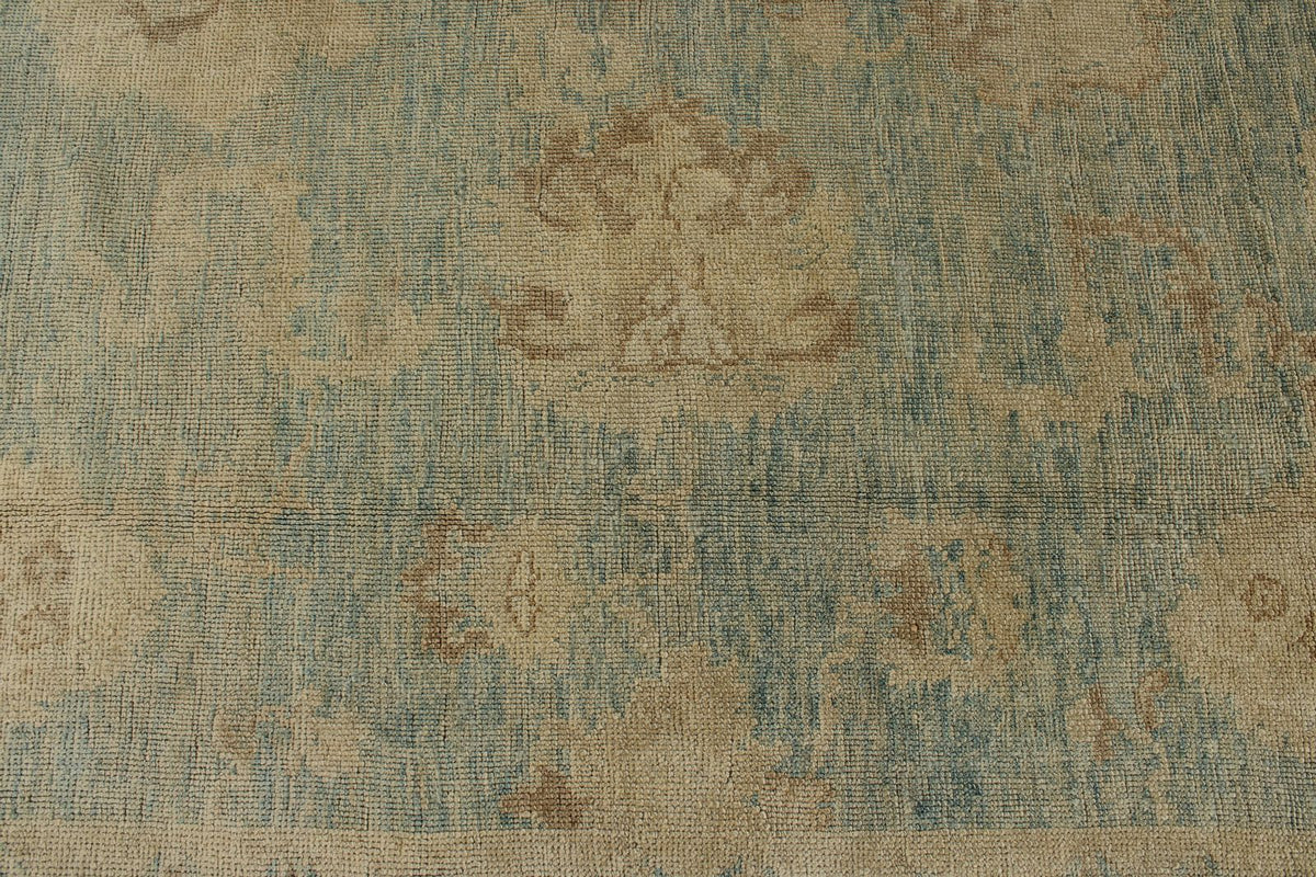 13x16 Blue and Ivory Turkish Oushak Rug