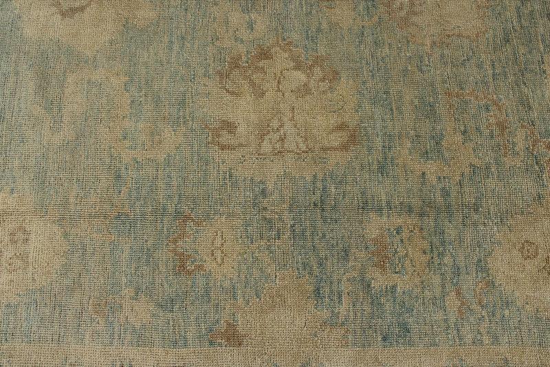 13x16 Blue and Ivory Turkish Oushak Rug