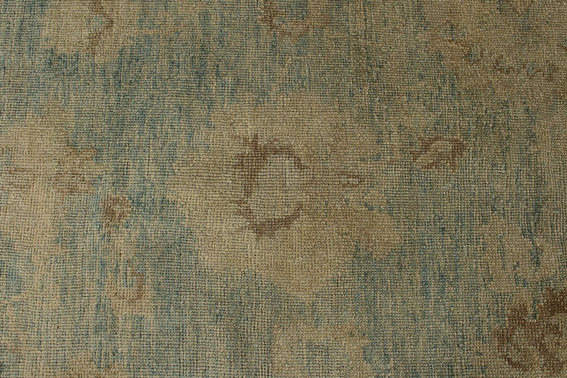 13x16 Blue and Ivory Turkish Oushak Rug