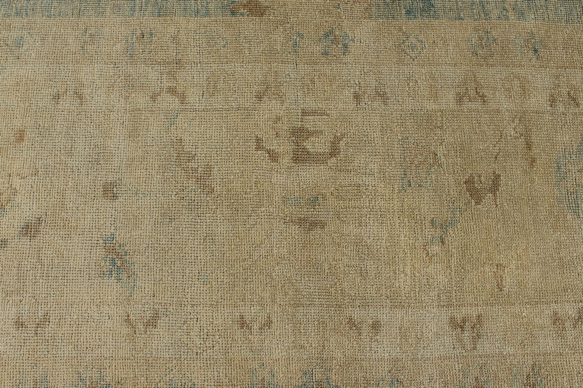 13x16 Blue and Ivory Turkish Oushak Rug