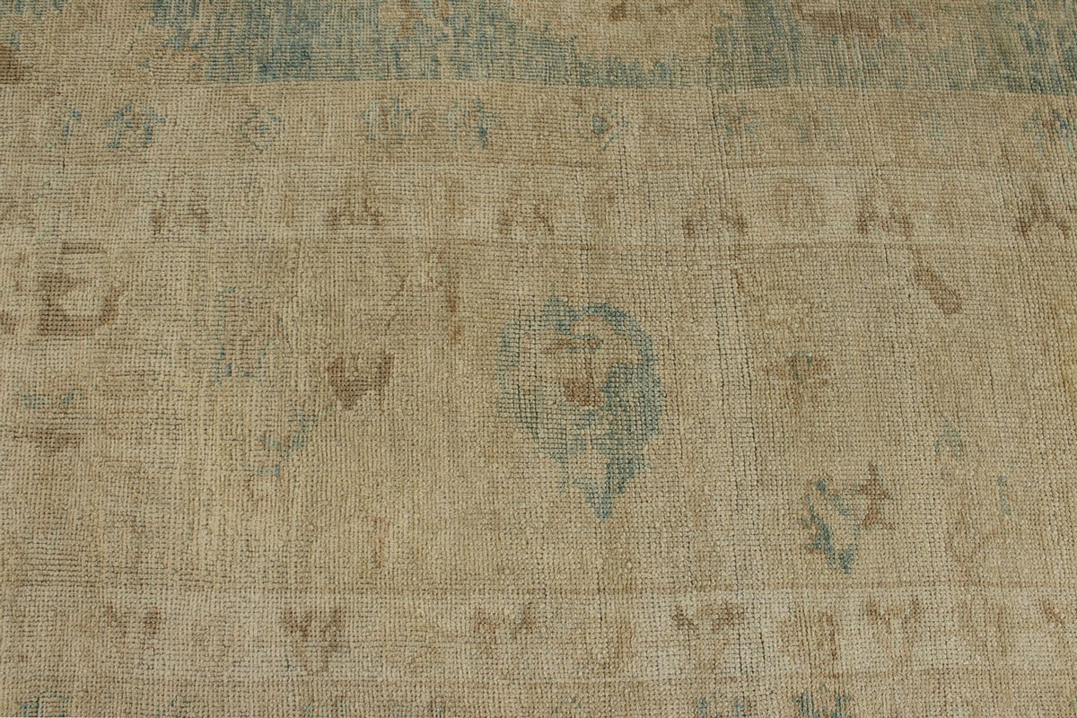 13x16 Blue and Ivory Turkish Oushak Rug