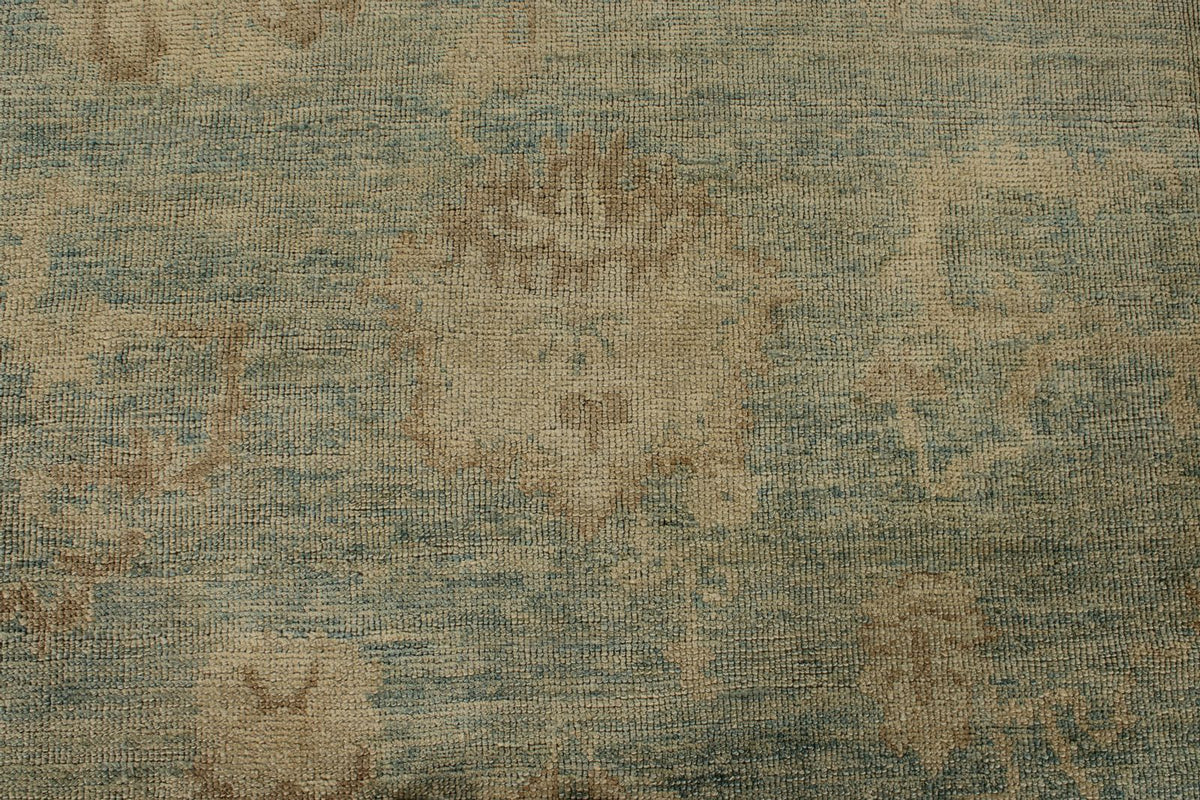 13x16 Blue and Ivory Turkish Oushak Rug