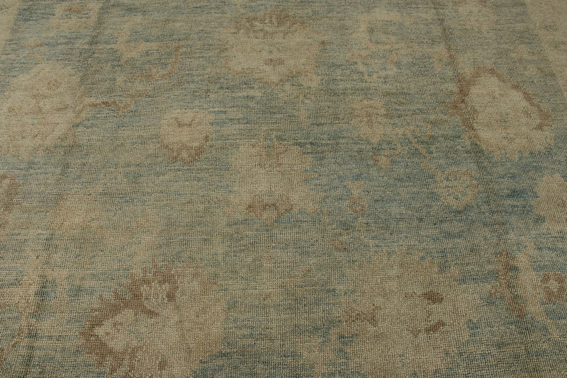 13x16 Blue and Ivory Turkish Oushak Rug