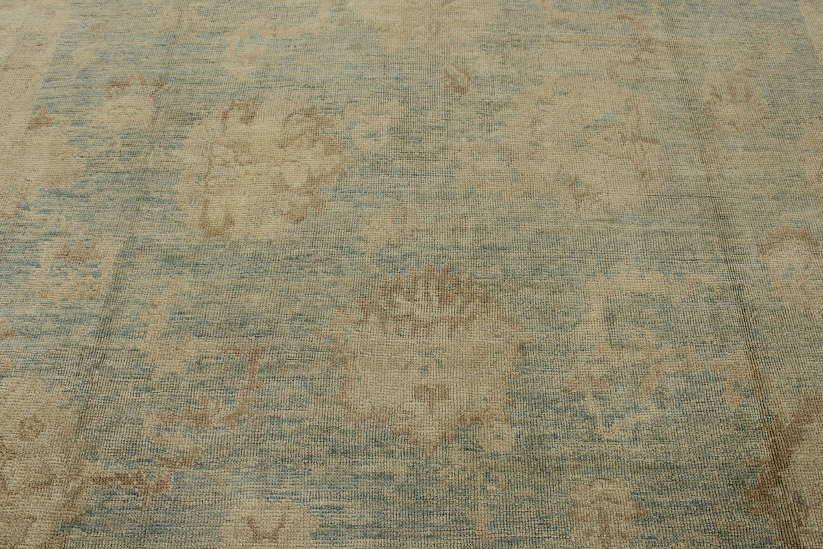 13x16 Blue and Ivory Turkish Oushak Rug