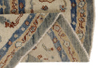 8x8 Blue and Ivory Turkish Oushak Rug