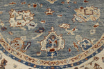 8x8 Blue and Ivory Turkish Oushak Rug