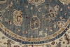 8x8 Blue and Ivory Turkish Oushak Rug