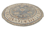 8x8 Blue and Ivory Turkish Oushak Rug