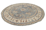 8x8 Blue and Ivory Turkish Oushak Rug