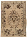 7x10 Ivory and Black Turkish Tribal Rug