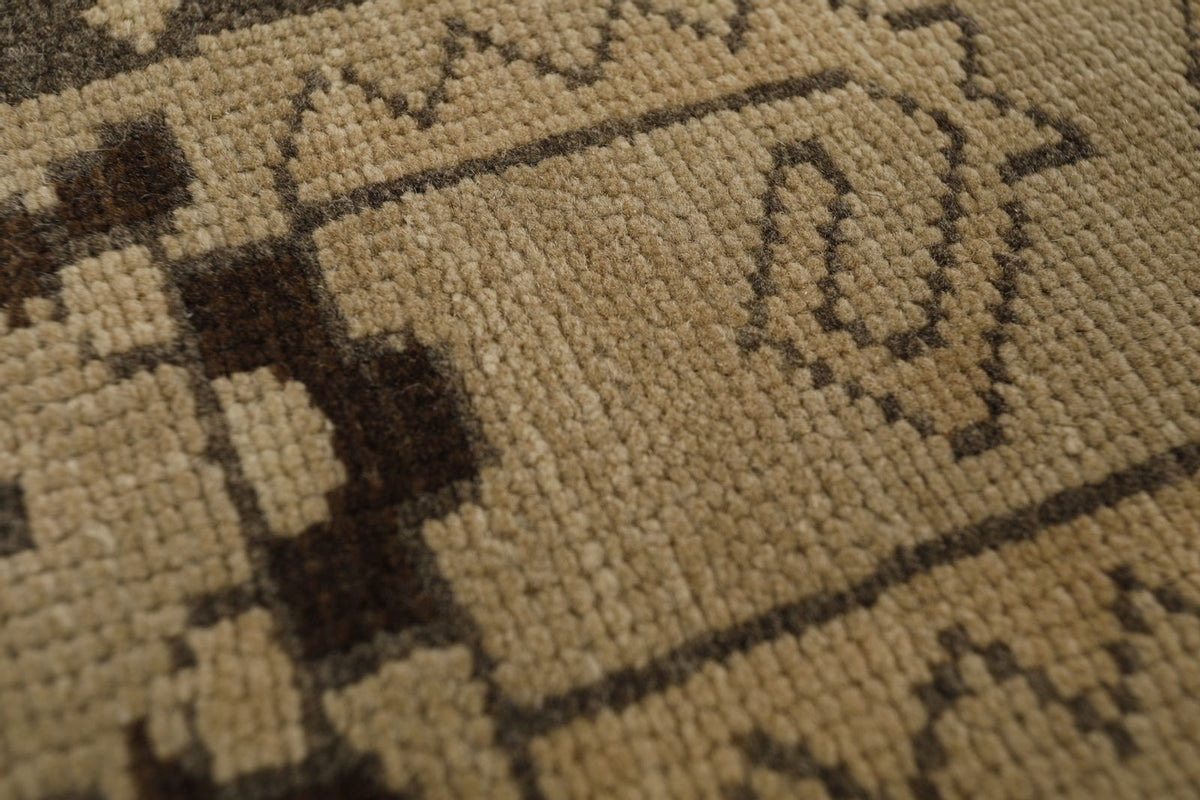 7x10 Ivory and Black Turkish Tribal Rug