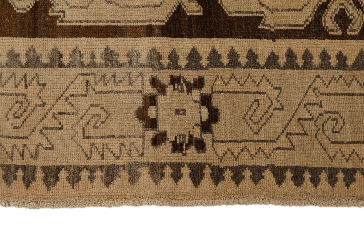7x10 Ivory and Black Turkish Tribal Rug