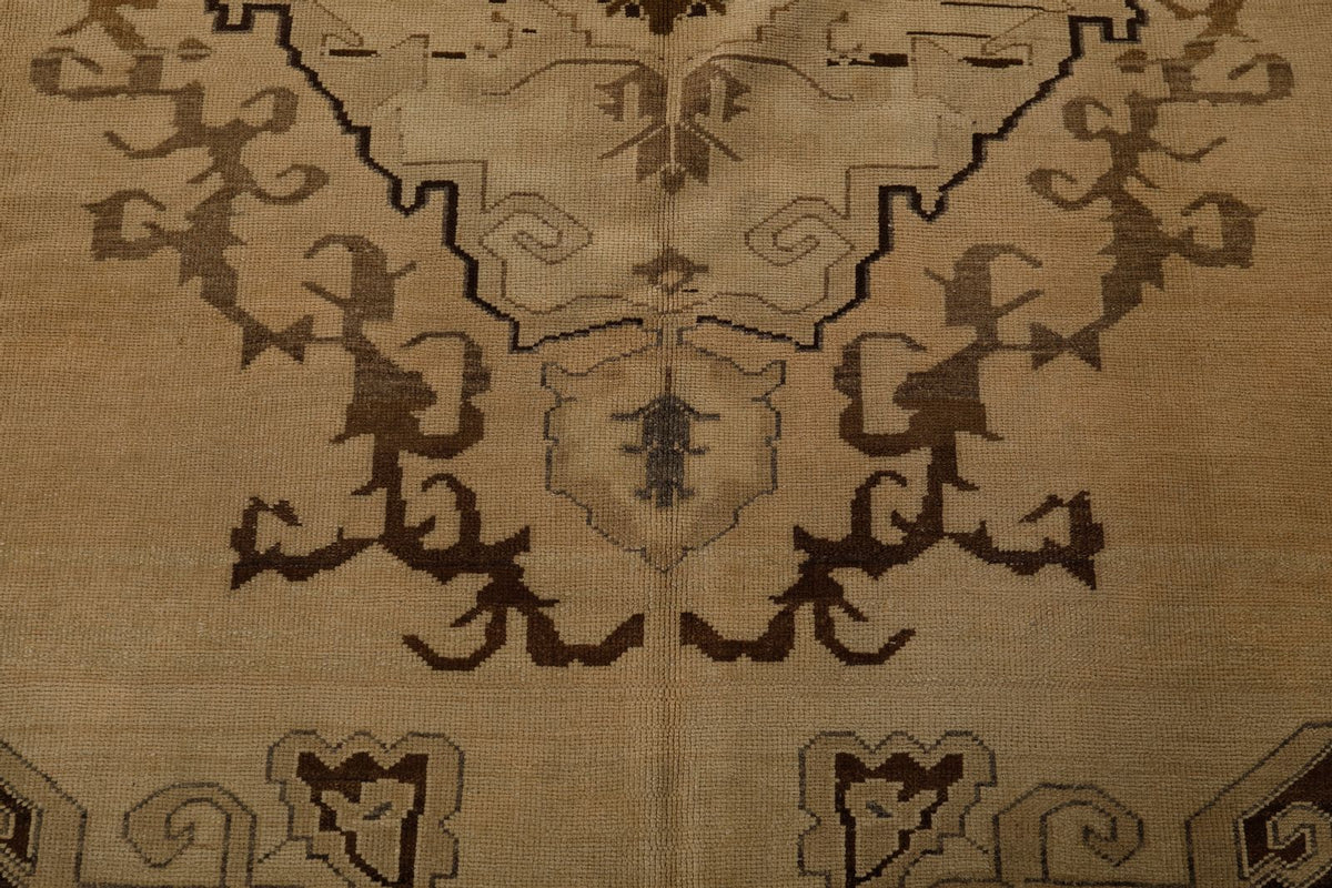 7x10 Ivory and Black Turkish Tribal Rug